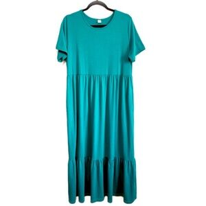 Prinbara Teal Tiered Maxi Dress